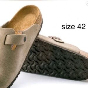 Birkenstock Boston Soft bed size 42 Authentic //NEW suede leather taupe NWT